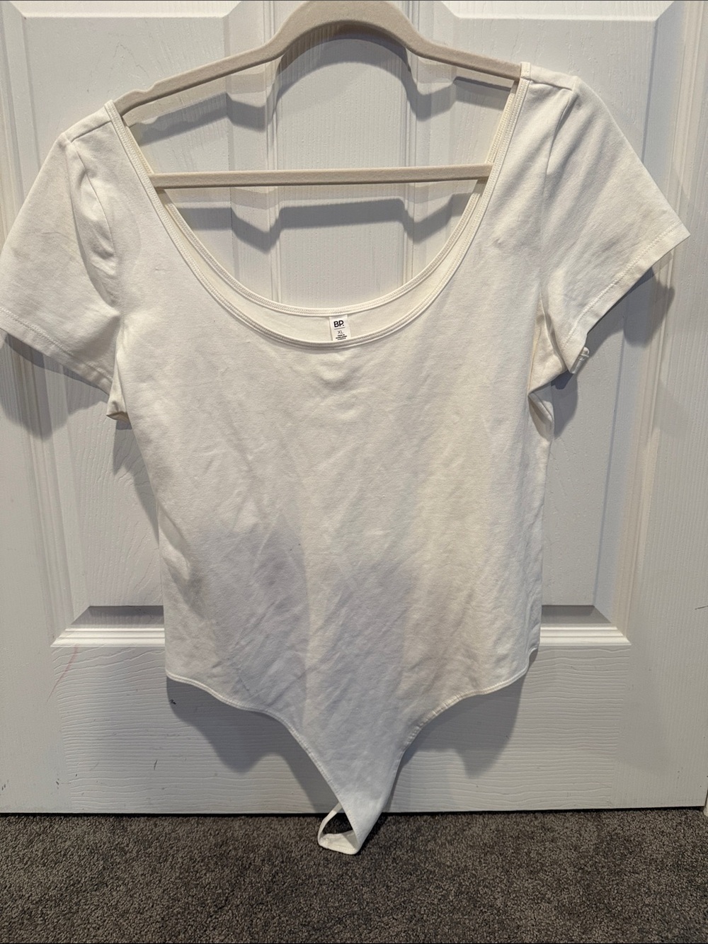 bp Cream Scoop Neck Short Sleeve Bodysuit